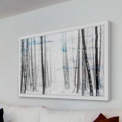 Parvez Taj 'thin Trees' - Picture Frame Painting Print On Paper In White;gray