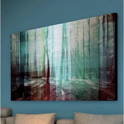 Parvez Taj Tree Rays By  - Unframed Photograph Print On Metal In Blue,gray;blue;gray