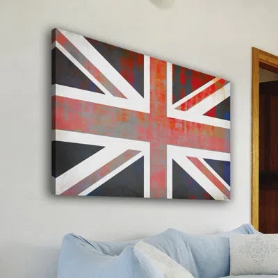Parvez Taj 'union Jack' By  Painting Print On Wrapped Canvas In Blue;gray;red