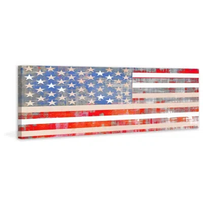 Parvez Taj 'usa  Flag' By  Painting Print On Wrapped Canvas In Blue;red