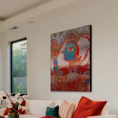 Parvez Taj 'watching You' By  Painting Print On Brushed Aluminum In Blue;red;orange