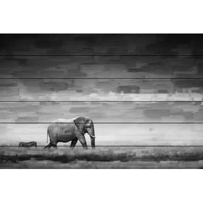 Parvez Taj Wildlife 'elephant' Print By  In Natural Pine Wood