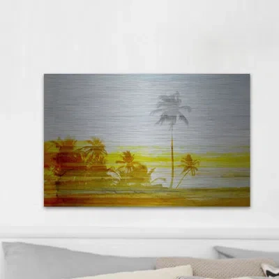 Parvez Taj 'yellow Lines' By  Graphic Art Print On Aluminium In Gray;yellow