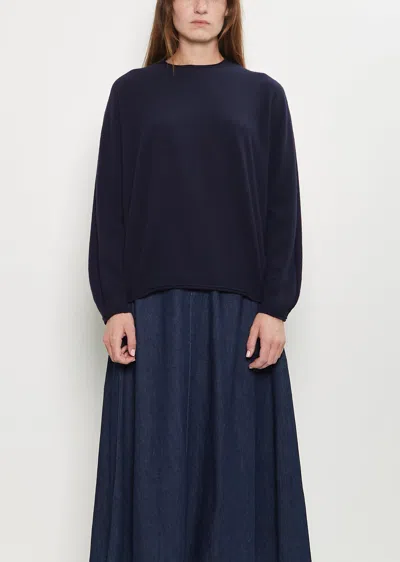 Pas De Calais Airy Wool Crew Neck Pullover In Blue