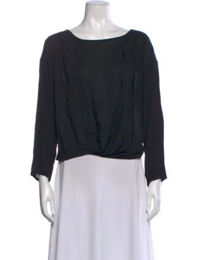 Pre-owned Pas De Calais Bateau Neckline Long Sleeve Top In Black
