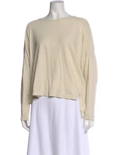 Pre-owned Pas De Calais Bateau Neckline Long Sleeve Top In Neutral
