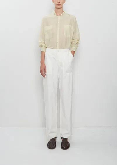 Pas De Calais Brushed Cotton Back Satin Baker Pants In White