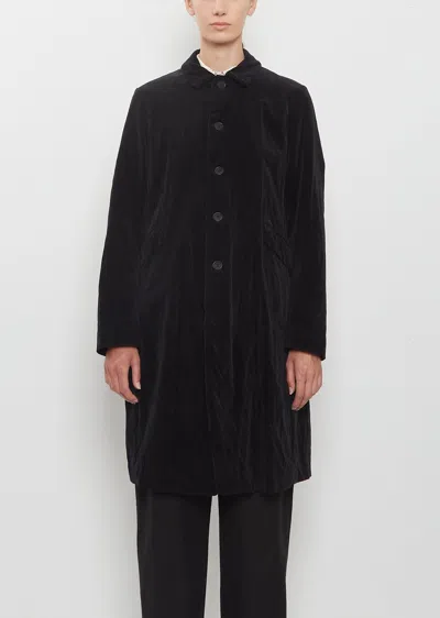 Pas De Calais Brushed Cotton Balmacaan Coat In Black