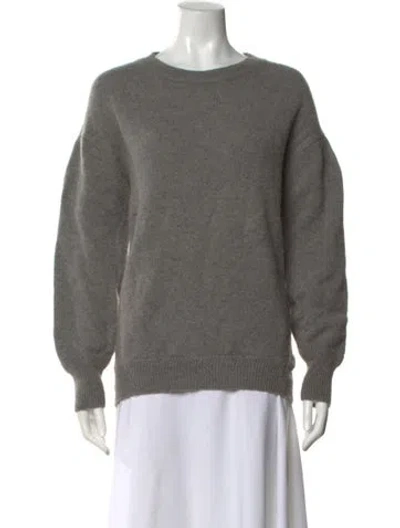 Pre-owned Pas De Calais Camel Leather Crew Neck Sweater In Gray