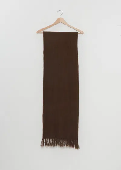 Pas De Calais Cashmere Yark Dyed Check Scarf In Brown