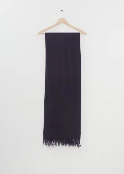 Pas De Calais Cashmere Yark Dyed Check Scarf In Navy