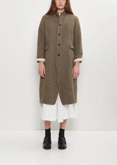 Pas De Calais Chesterfield Wool Herringbone Coat In Sand