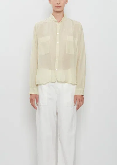 Pas De Calais Cotton Silk Lawn Shirt Collar Blouse In Neutral