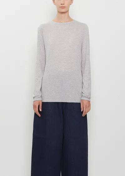 Pas De Calais Cotton Wool Jersey Rib Mix Crewneck Pullover In Gray