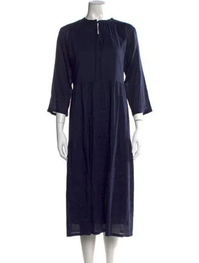 Pre-owned Pas De Calais Crew Neck Long Dress In Blue