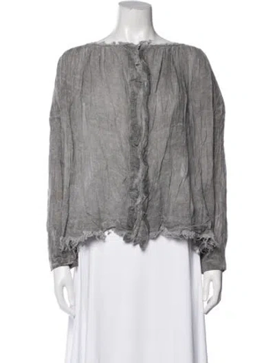Pre-owned Pas De Calais Crew Neck Long Sleeve Blouse In Gray