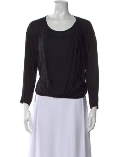 Pre-owned Pas De Calais Crew Neck Long Sleeve Top In Black