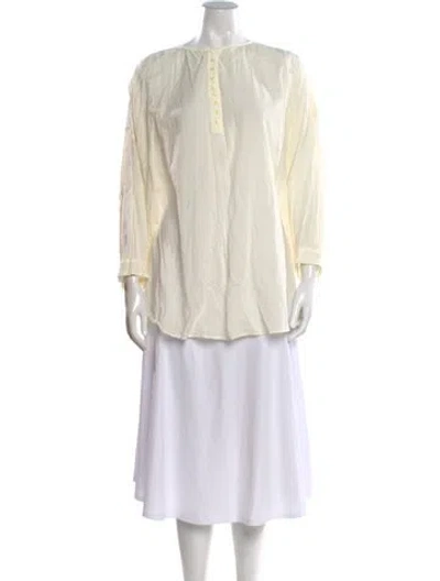 Pre-owned Pas De Calais Crew Neck Long Sleeve Top In White