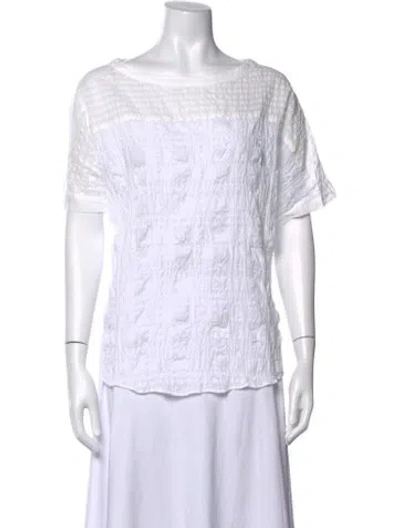 Pre-owned Pas De Calais Crew Neck Short Sleeve Top In White