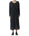 Pas De Calais Cymbidium Print Long Dress In Charcoal In Pink