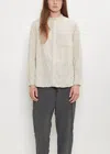 Pas De Calais Dobby Stripe Shirring Blouse In Neutral