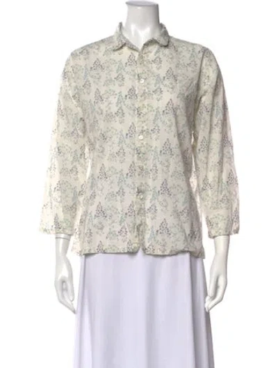 Pre-owned Pas De Calais Floral Print Three-quarter Sleeve Top In Multicolor