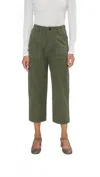 Pas De Calais High Thread Count Cotton Linen Baker Pants In Khaki In Green