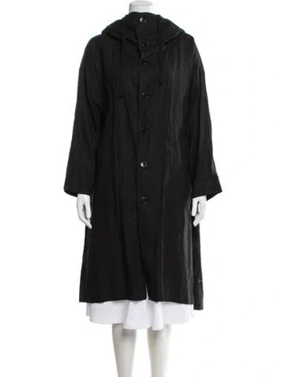Pre-owned Pas De Calais Linen Coat In Black