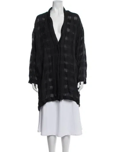 Pre-owned Pas De Calais Linen Coat In Black