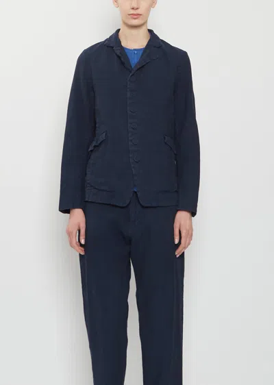 Pas De Calais Linen Cotton Tailored Jacket In Blue