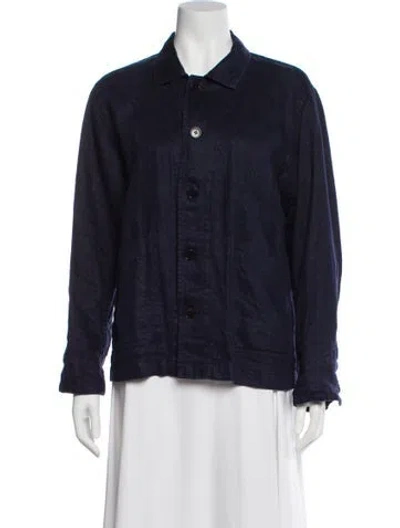 Pre-owned Pas De Calais Linen Denim Jacket In Blue