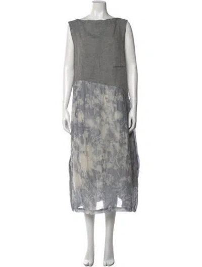 Pre-owned Pas De Calais Linen Long Dress In Gray