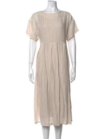 Pre-owned Pas De Calais Linen Long Dress In Neutral