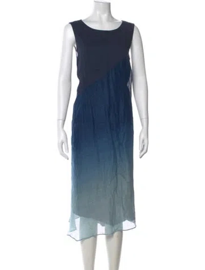 Pre-owned Pas De Calais Linen Midi Length Dress In Blue