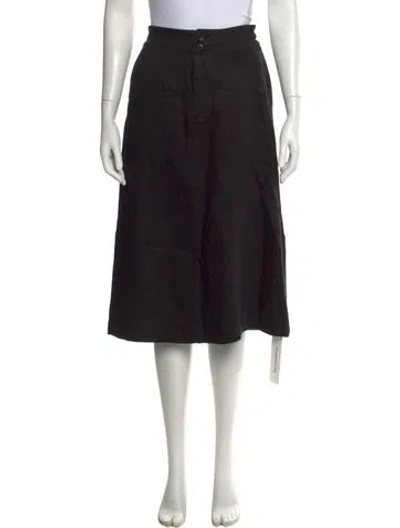 Pre-owned Pas De Calais Linen Midi Length Skirt In Black