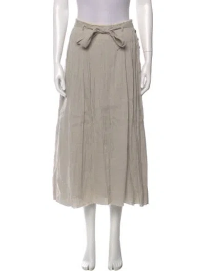Pre-owned Pas De Calais Linen Midi Length Skirt W/ Tags In Neutral