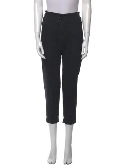 Pre-owned Pas De Calais Linen Straight Leg Pants In Black