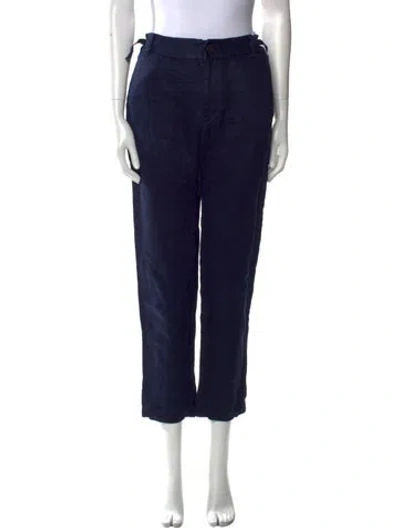 Pre-owned Pas De Calais Linen Straight Leg Pants In Black