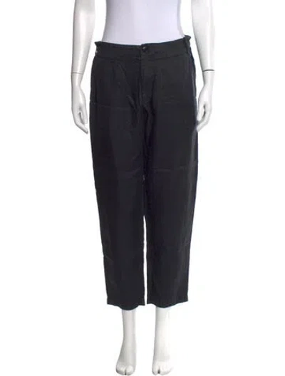 Pre-owned Pas De Calais Linen Straight Leg Pants In Black