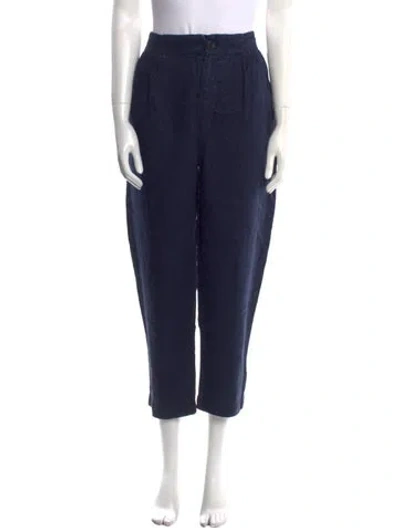 Pre-owned Pas De Calais Linen Straight Leg Pants In Blue