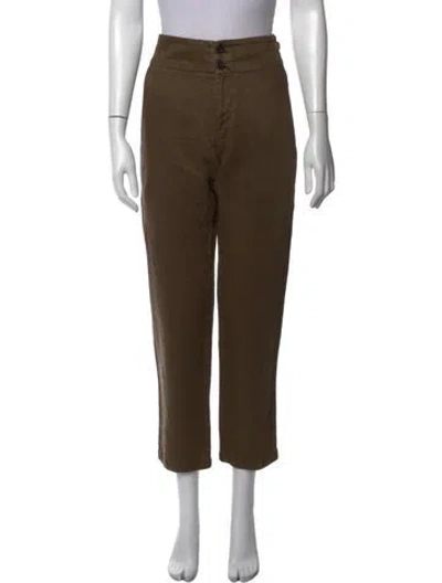 Pre-owned Pas De Calais Linen Straight Leg Pants In Brown