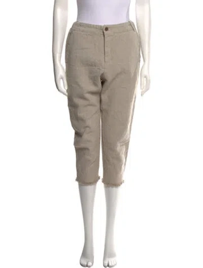 Pre-owned Pas De Calais Linen Straight Leg Pants In Neutral