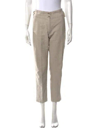 Pre-owned Pas De Calais Linen Straight Leg Pants In Neutral
