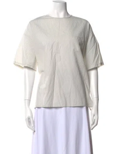 Pre-owned Pas De Calais Linen Striped Top In White