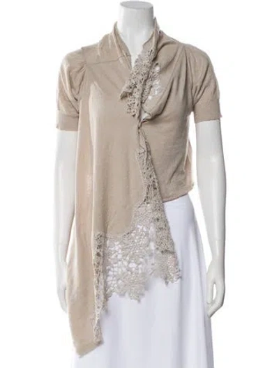 Pre-owned Pas De Calais Linen Tie Neck Blouse In Neutral