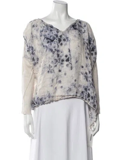 Pre-owned Pas De Calais Linen Tie-dye Print Top In Multi