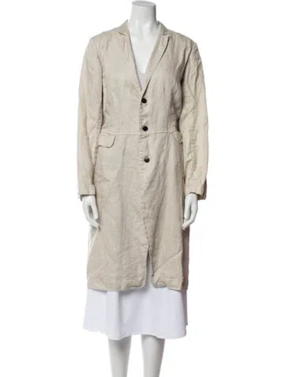 Pre-owned Pas De Calais Linen Trench Coat In Neutral