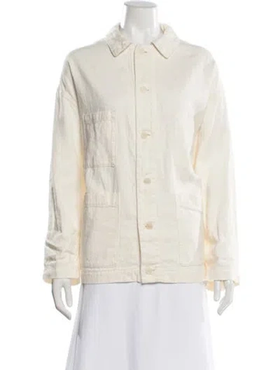 Pre-owned Pas De Calais Linen Utility Jacket In Neutral