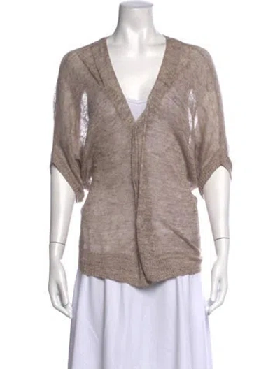 Pre-owned Pas De Calais Linen V-neck Sweater In Neutrals
