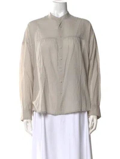 Pre-owned Pas De Calais Long Sleeve Blouse In Gray